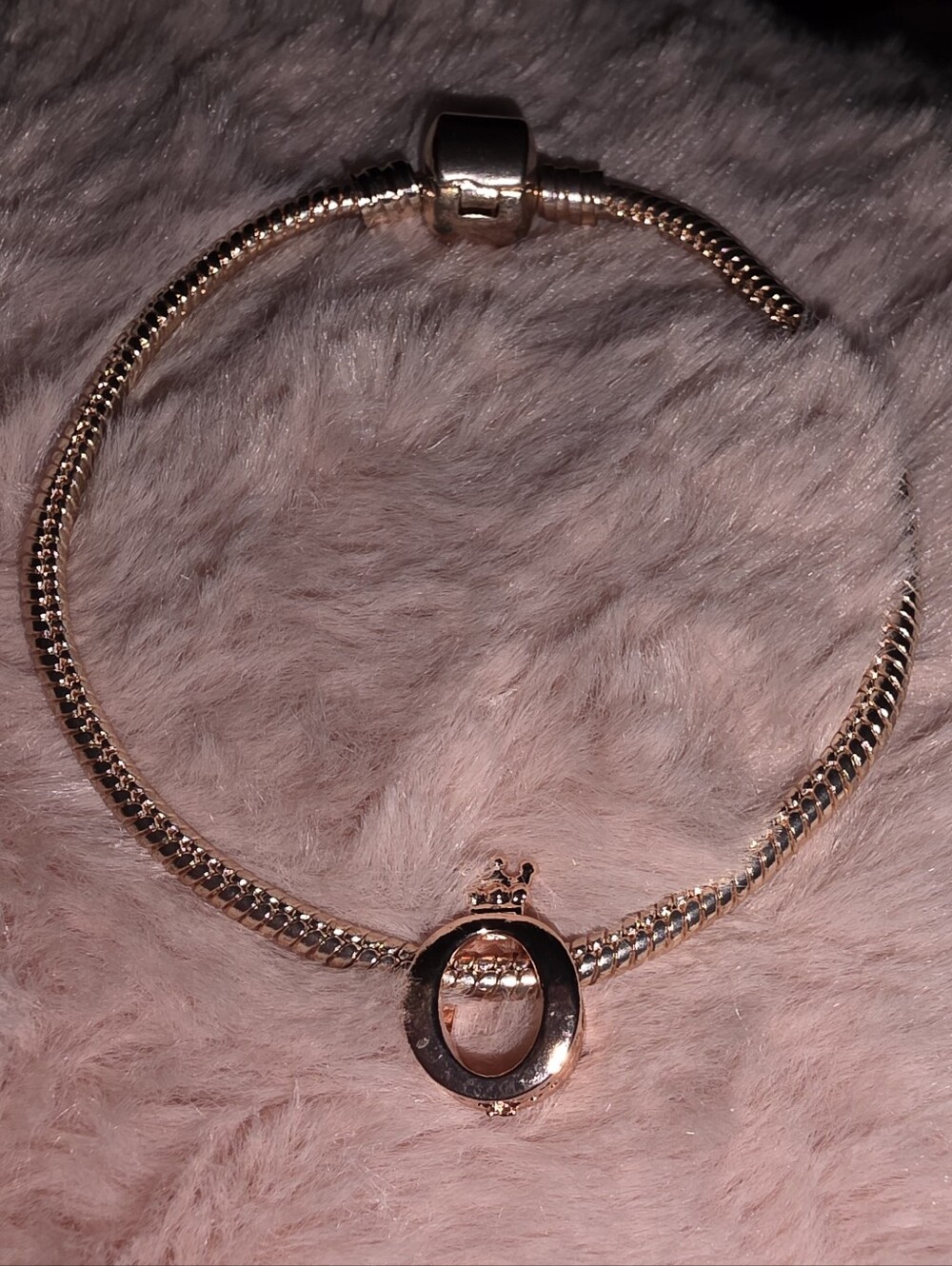NWT Pandora-style Bracelet In Rose Gold 7 3/4 Inches Long With One Bead